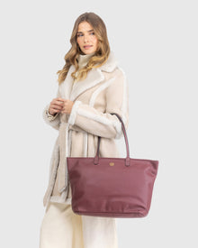 Structured Leather Tote Bag | Burgundy