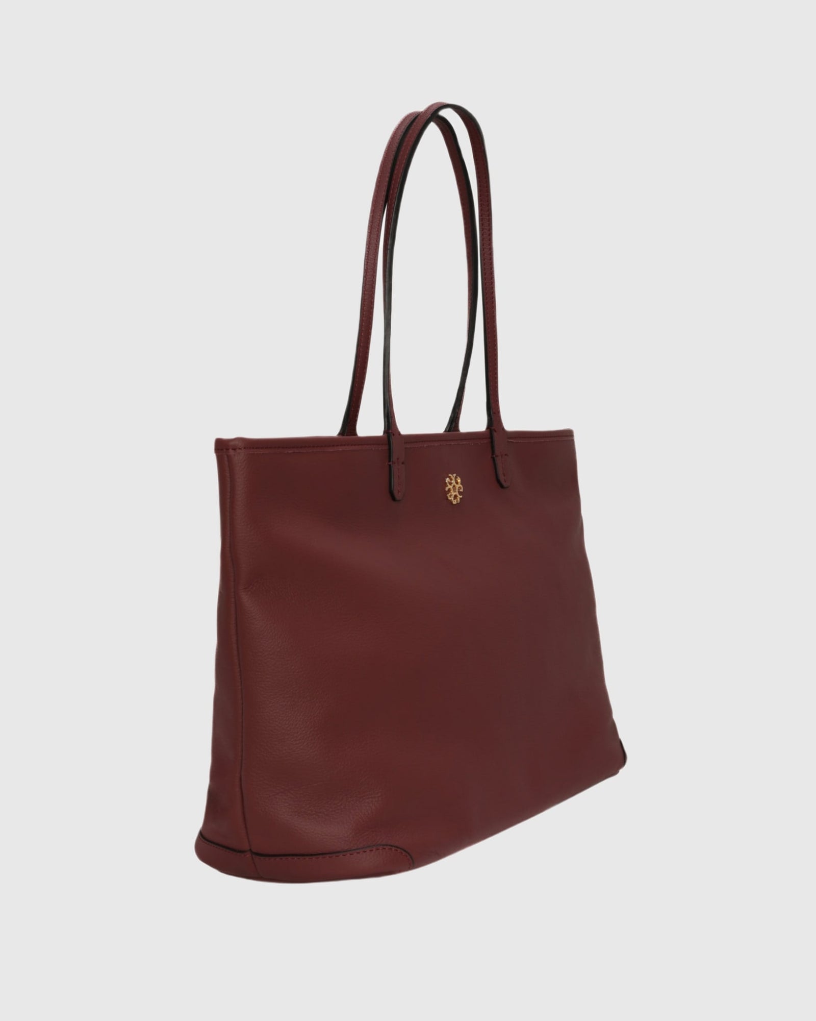 Structured Leather Tote Bag | Burgundy