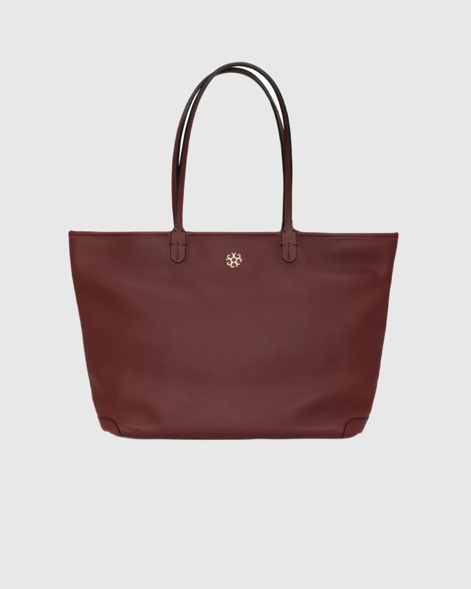 Structured Leather Tote Bag | Burgundy