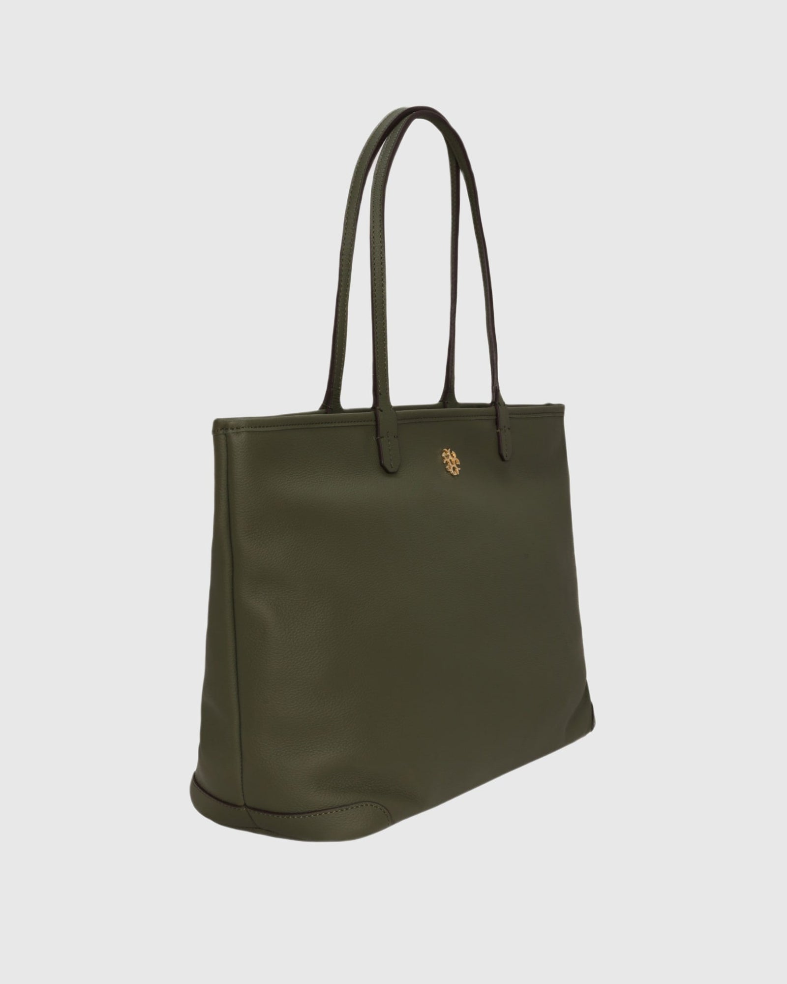 Structured Leather Tote Bag | Olive
