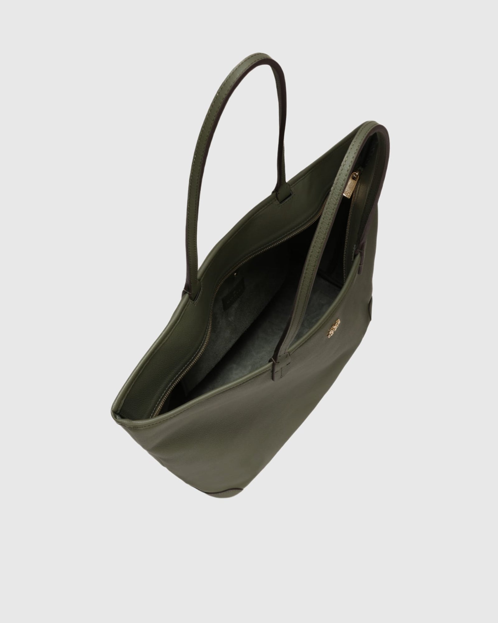 Structured Leather Tote Bag | Olive