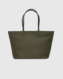 Structured Leather Tote Bag | Olive