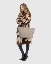 Structured Leather Tote Bag | Taupe