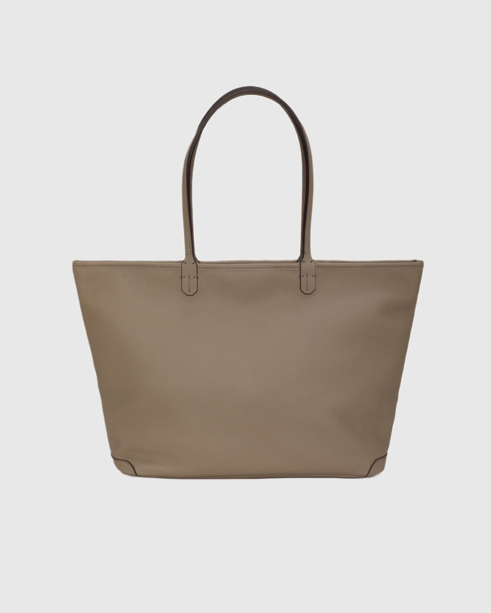 Structured Leather Tote Bag | Taupe