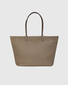 Structured Leather Tote Bag | Taupe