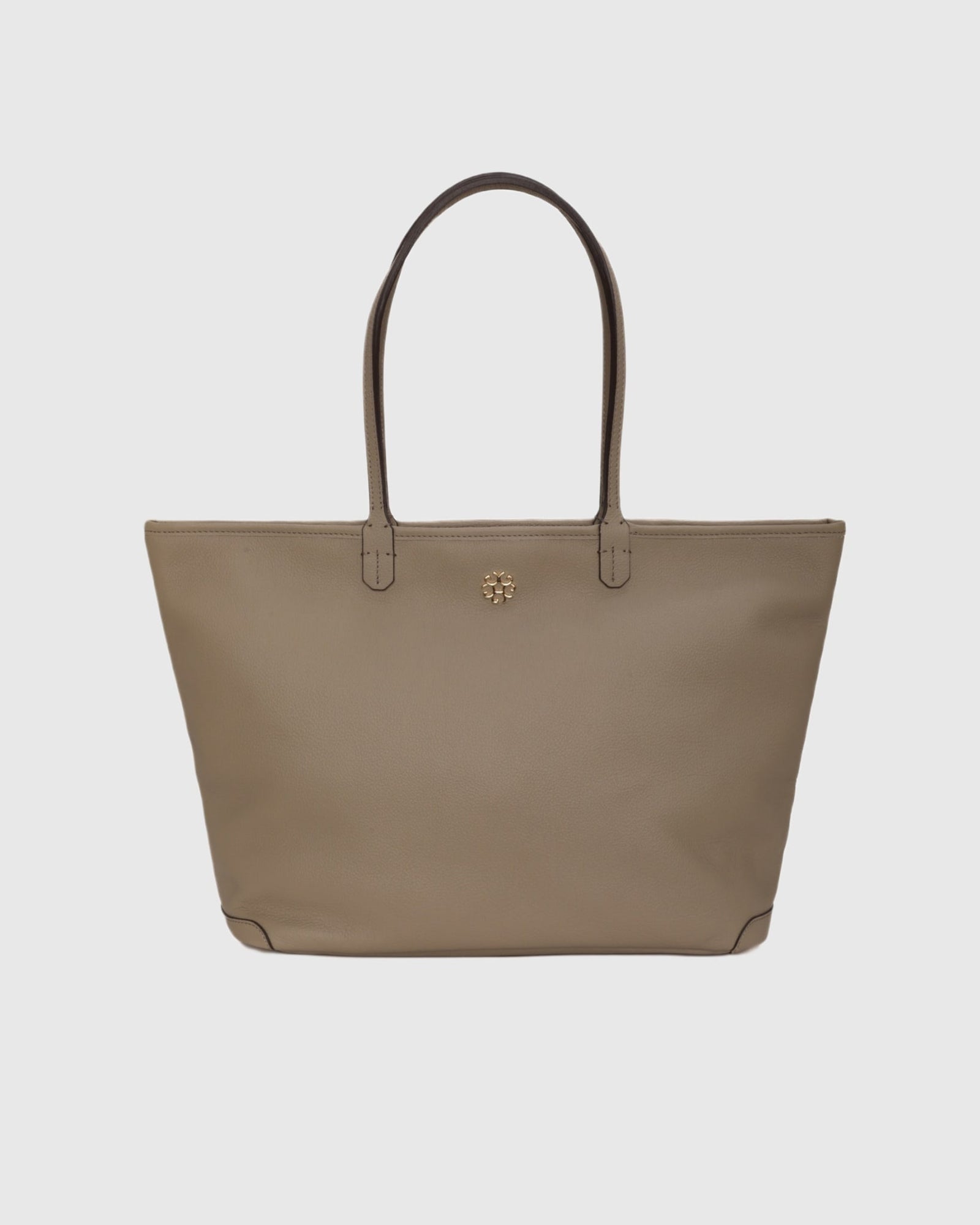 Structured Leather Tote Bag | Taupe