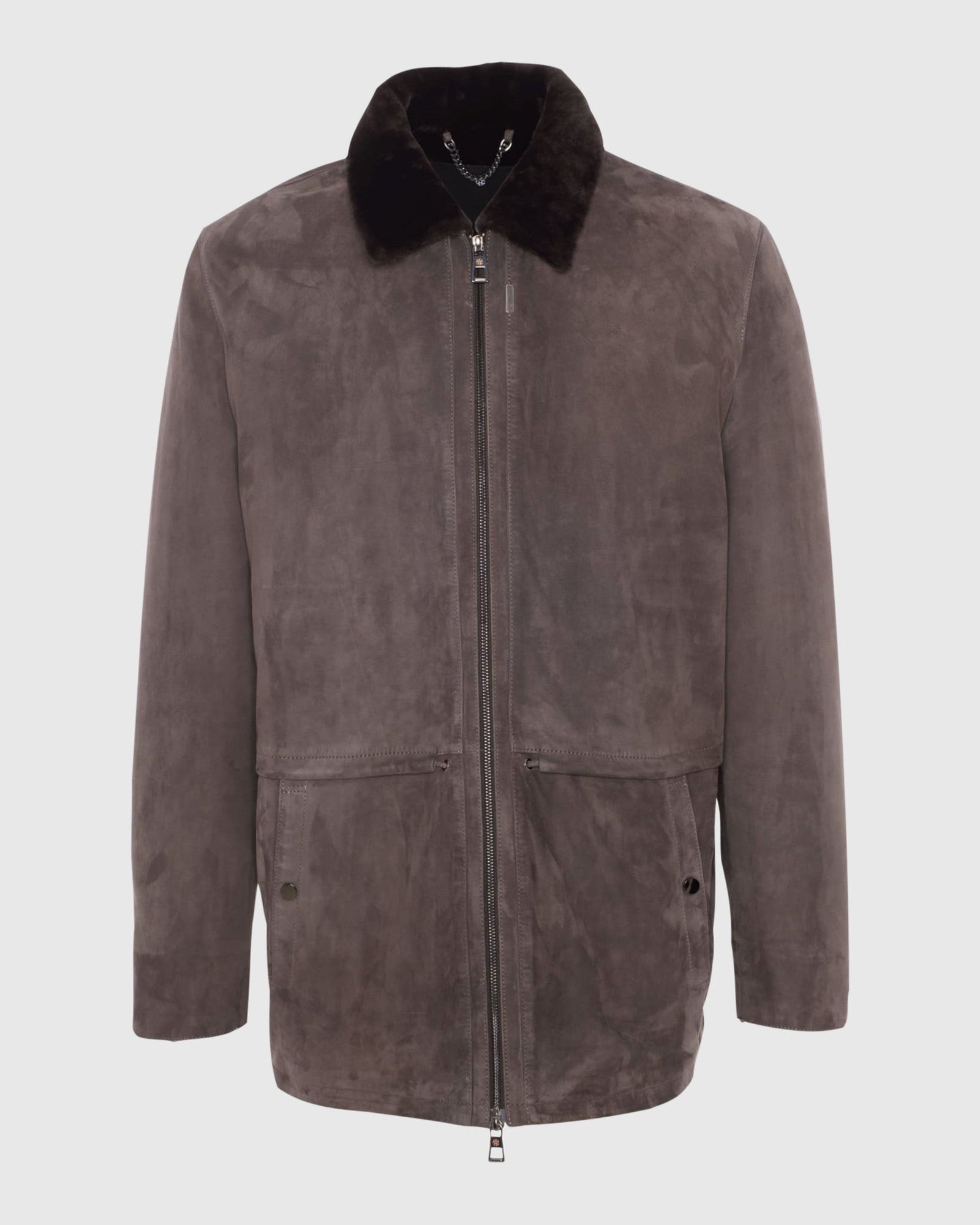 Men | Suede Jacket With Select Shearling Lamb Lining | Dark Brown