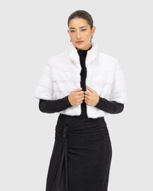 Mink Bolero With Cropped Sleeves | White