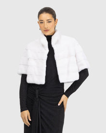 Mink Bolero With Cropped Sleeves | White
