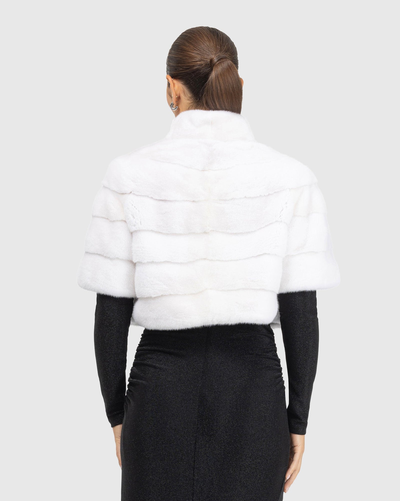 Mink Bolero With Cropped Sleeves | White