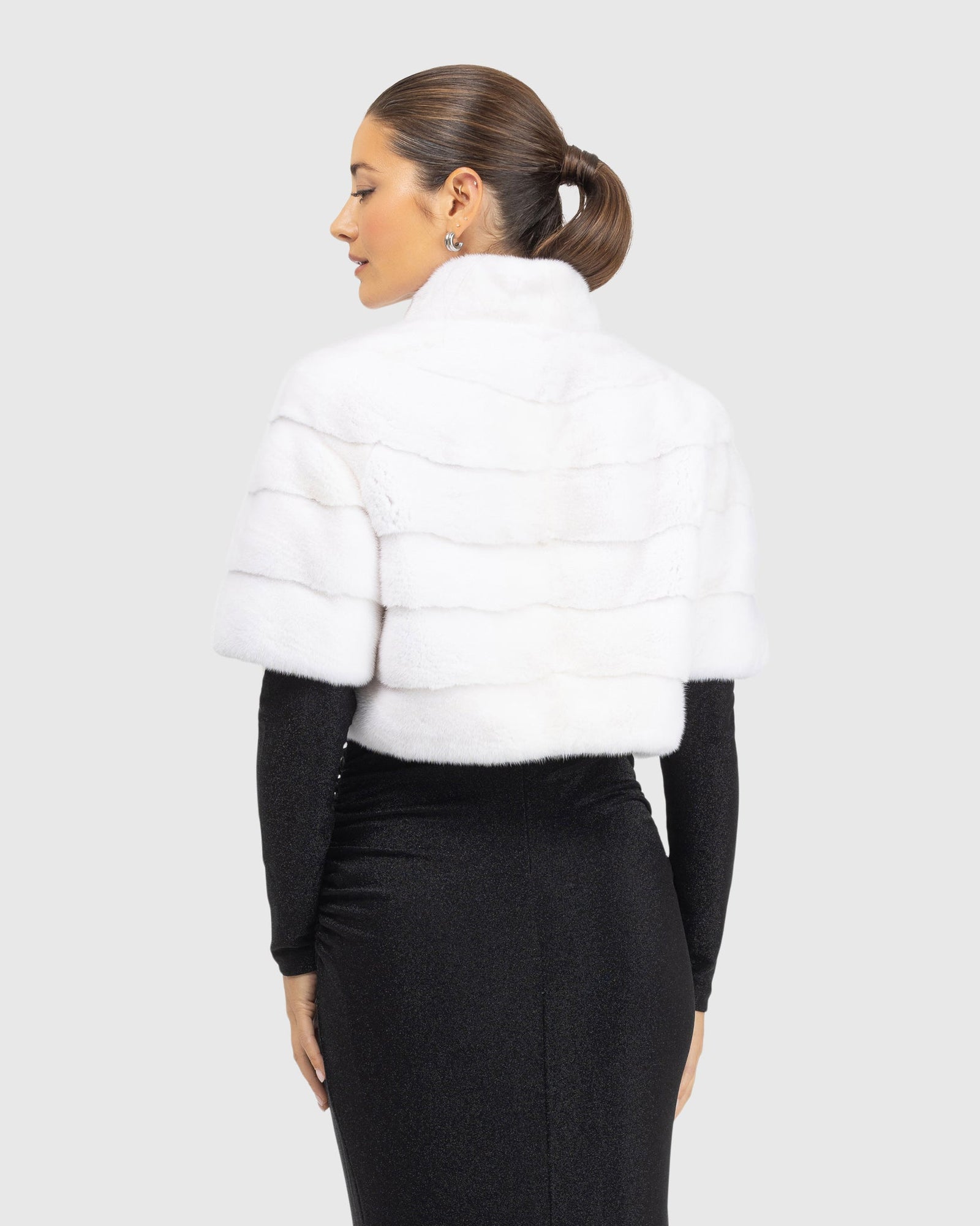 Mink Bolero With Cropped Sleeves | White