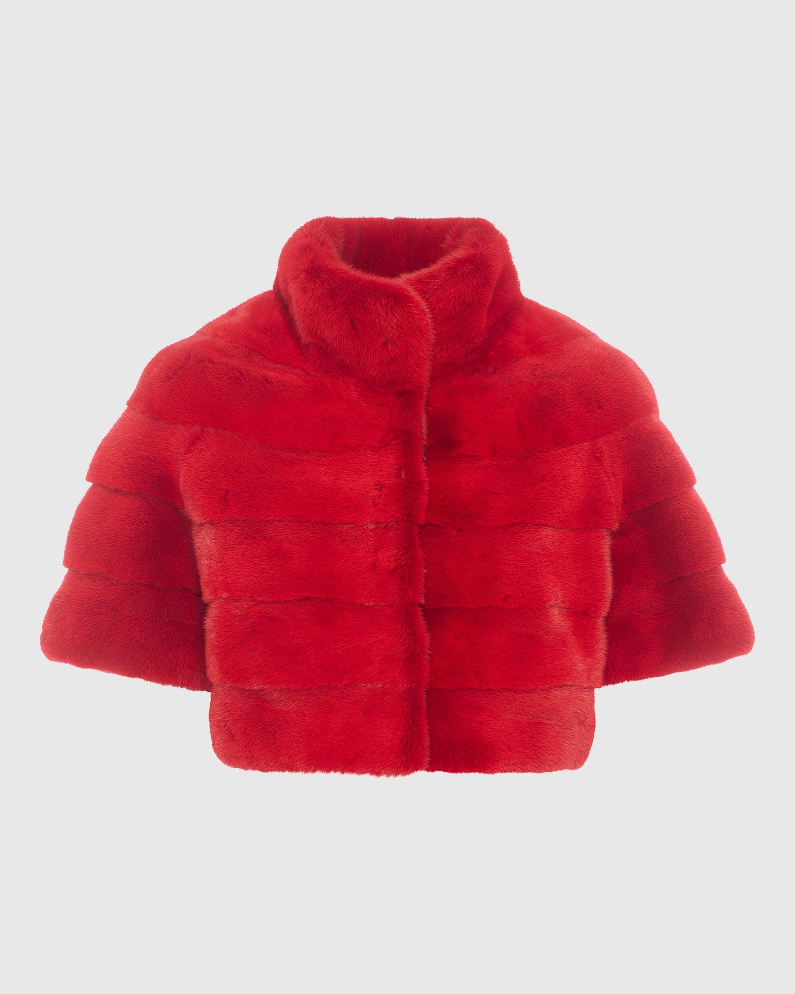 Mink Bolero With Cropped Sleeves | Cherry Red