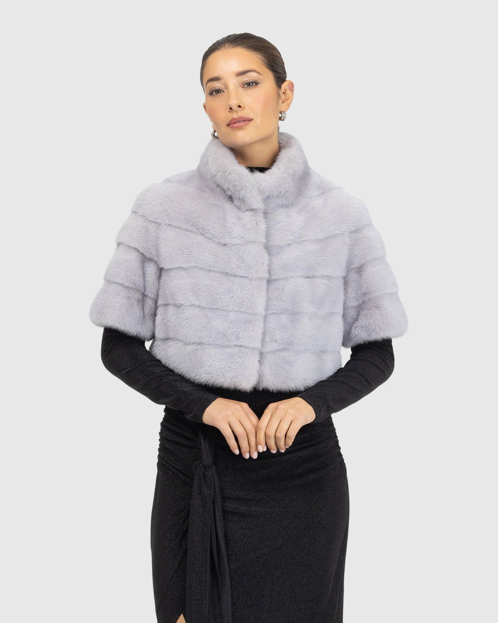 Mink Bolero With Cropped Sleeves | Powder Blue