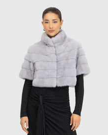 Mink Bolero With Cropped Sleeves | Powder Blue