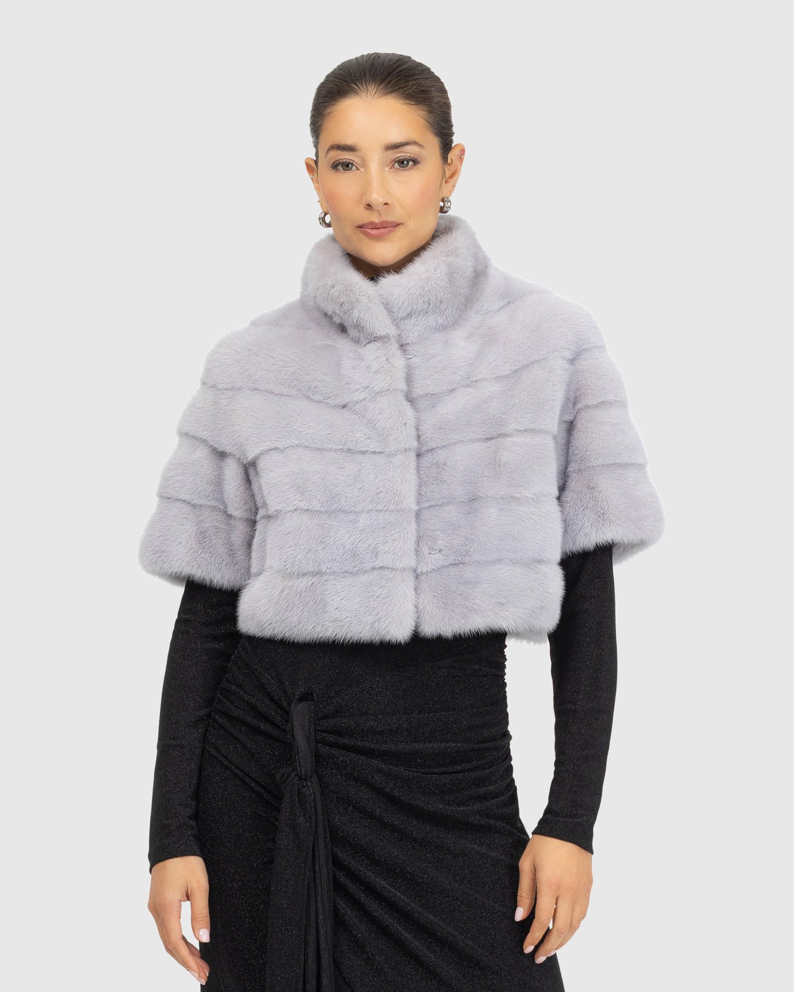 Mink Bolero With Cropped Sleeves | Powder Blue