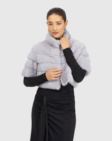 Mink Bolero With Cropped Sleeves | Powder Blue