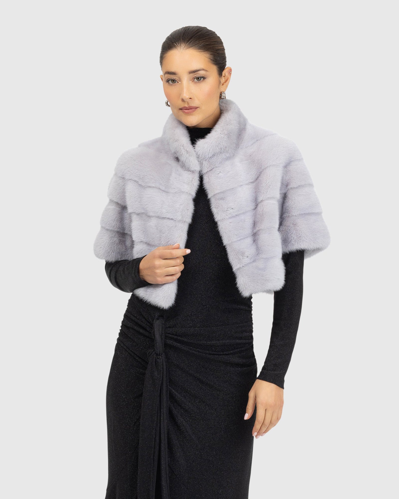 Mink Bolero With Cropped Sleeves | Powder Blue