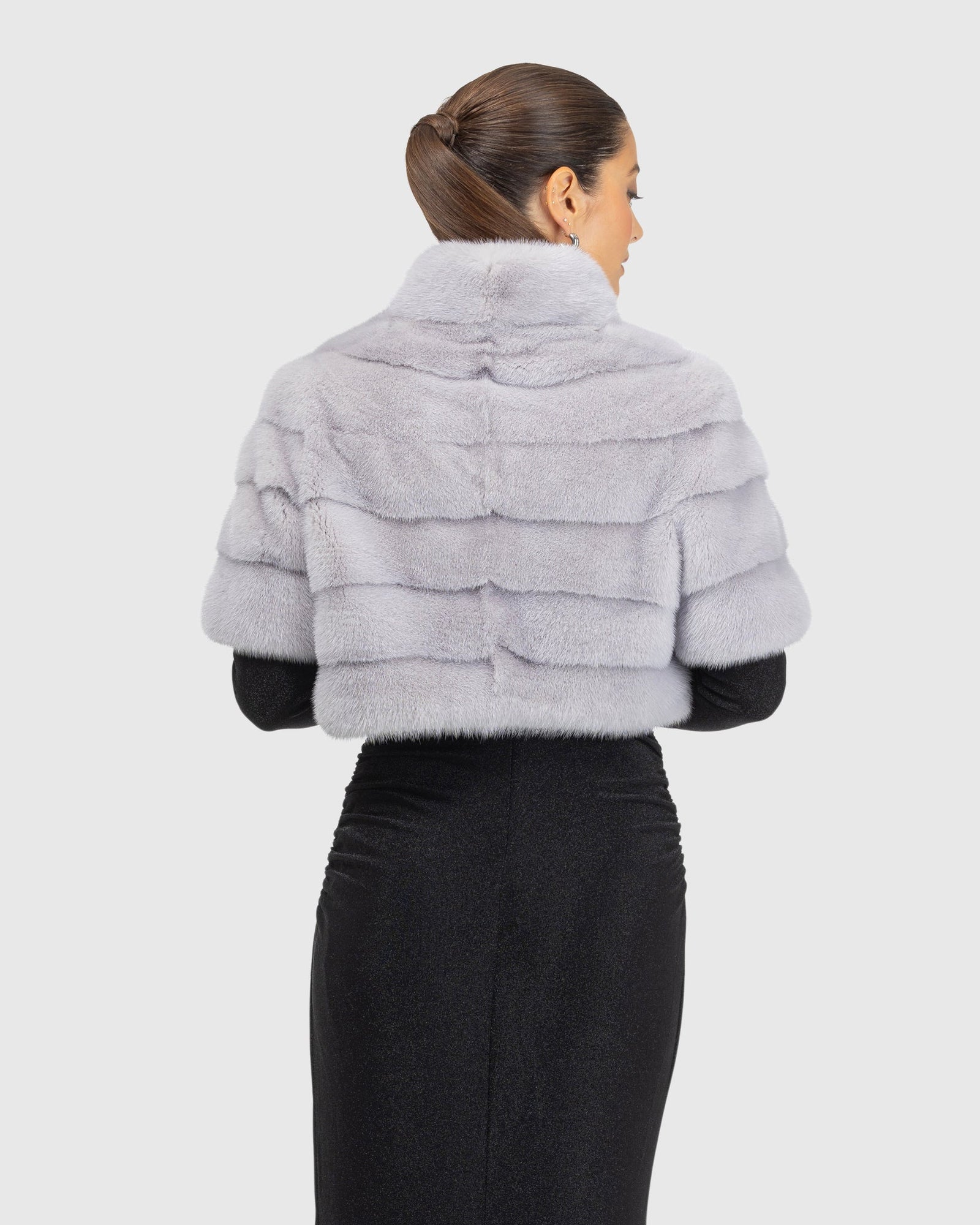 Mink Bolero With Cropped Sleeves | Powder Blue