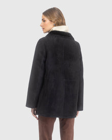 Merino Shearling Lamb Jacket With Embroidered Trim | Black