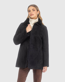 Merino Shearling Lamb Jacket With Embroidered Trim | Black