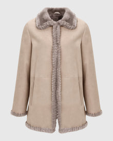 Merino Shearling Lamb Jacket With Whipstitch Trim | Taupe