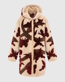 Reversible Shearling Lamb Parka With Butterfly Intarsia | Palomino/Wine/Chestnut