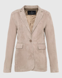 Metis Suede Single Breasted Blazer | Taupe