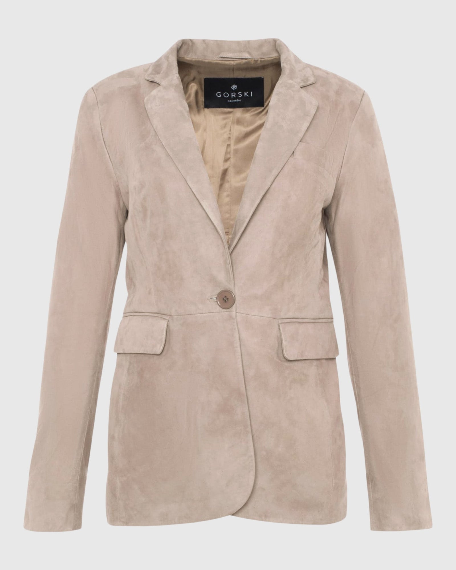 Metis Suede Single Breasted Blazer | Taupe