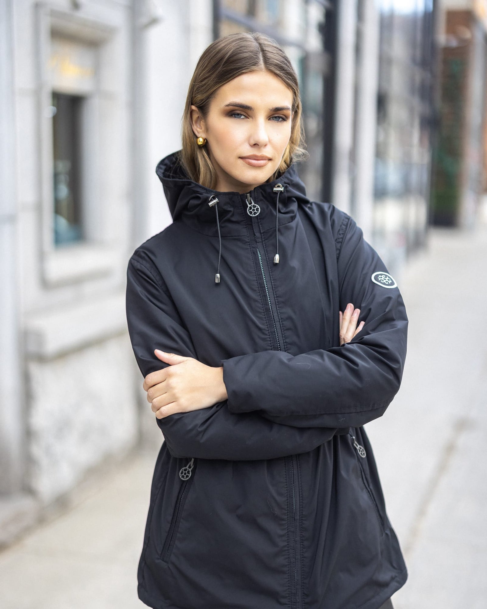 Lightweight Jacket With Zip Pockets & Hood | Black