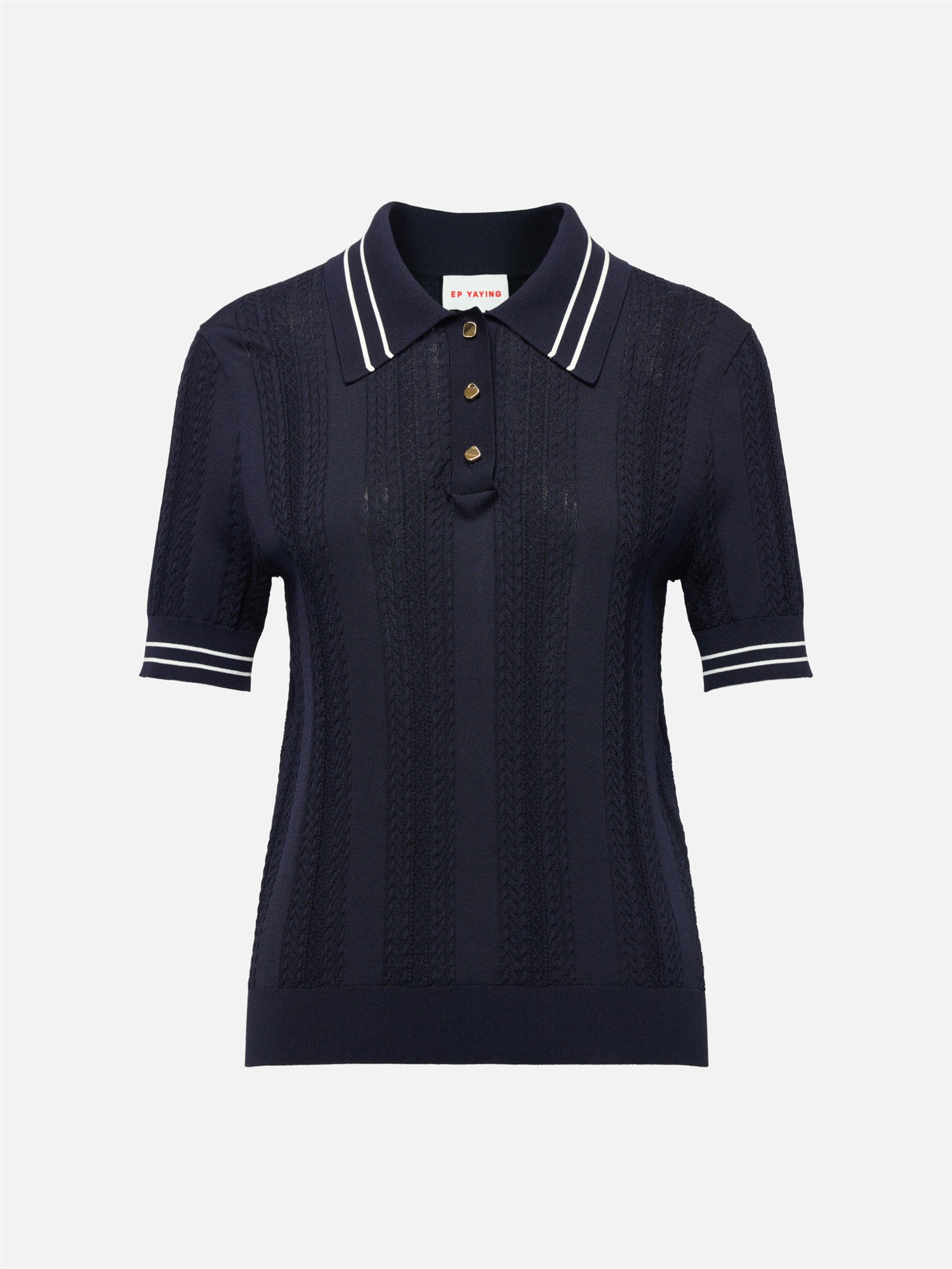 Collared Knit Base Layer Top | Navy