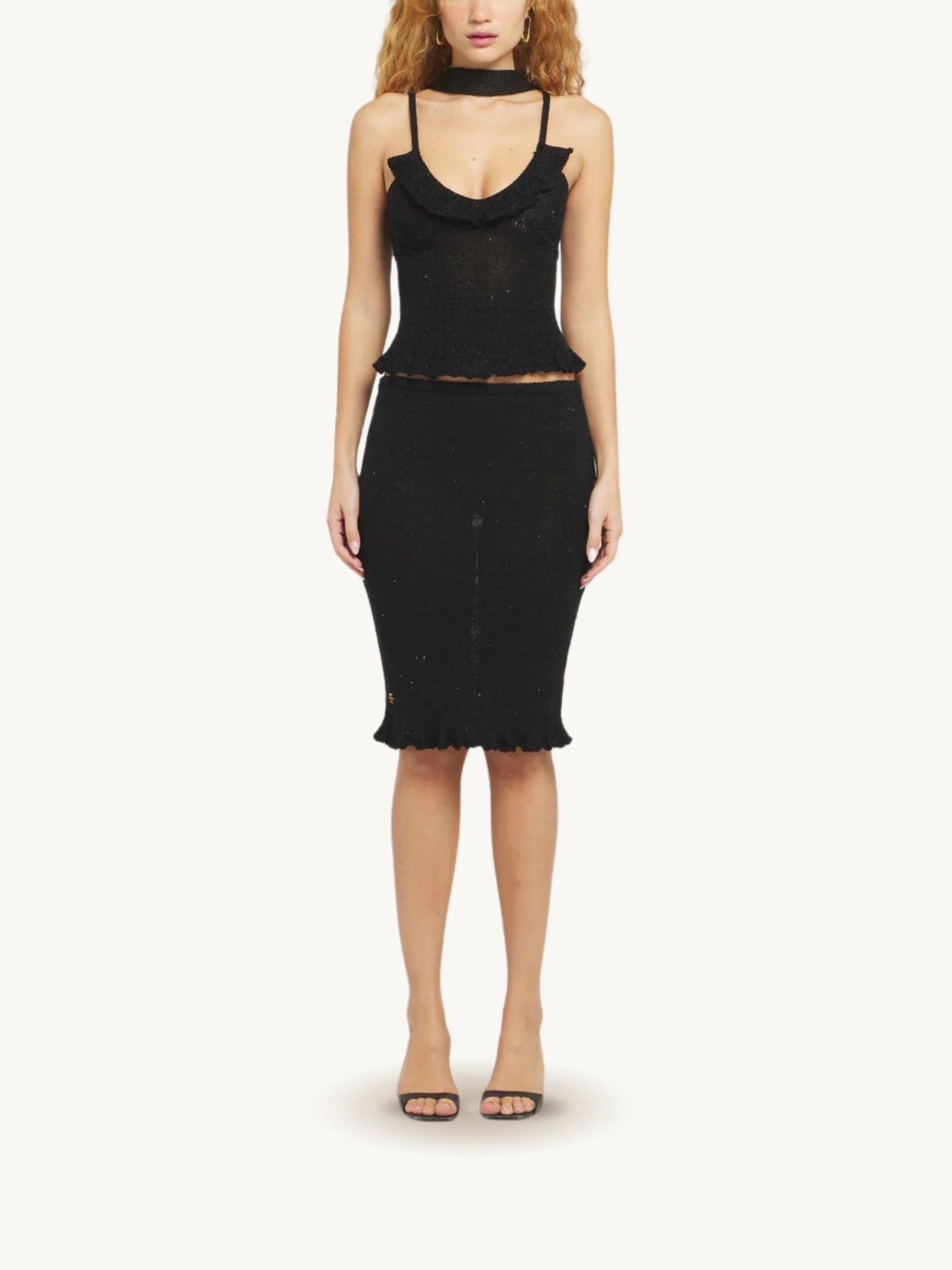 Michaela Midi Skirt | Black Sequin