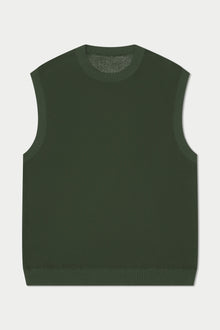 Dark Green Crochet Knit Vest | Green
