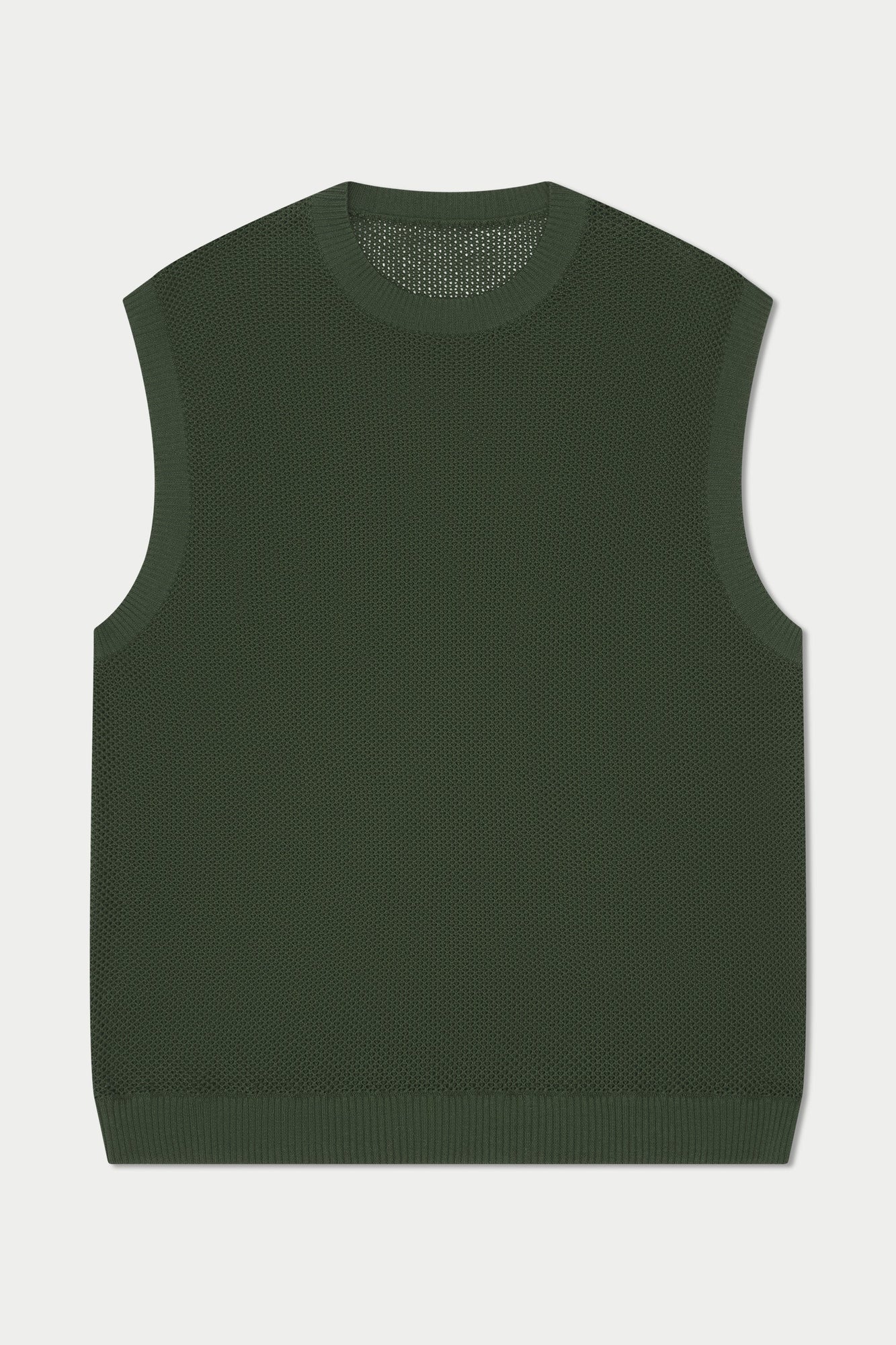 Dark Green Crochet Knit Vest | Green