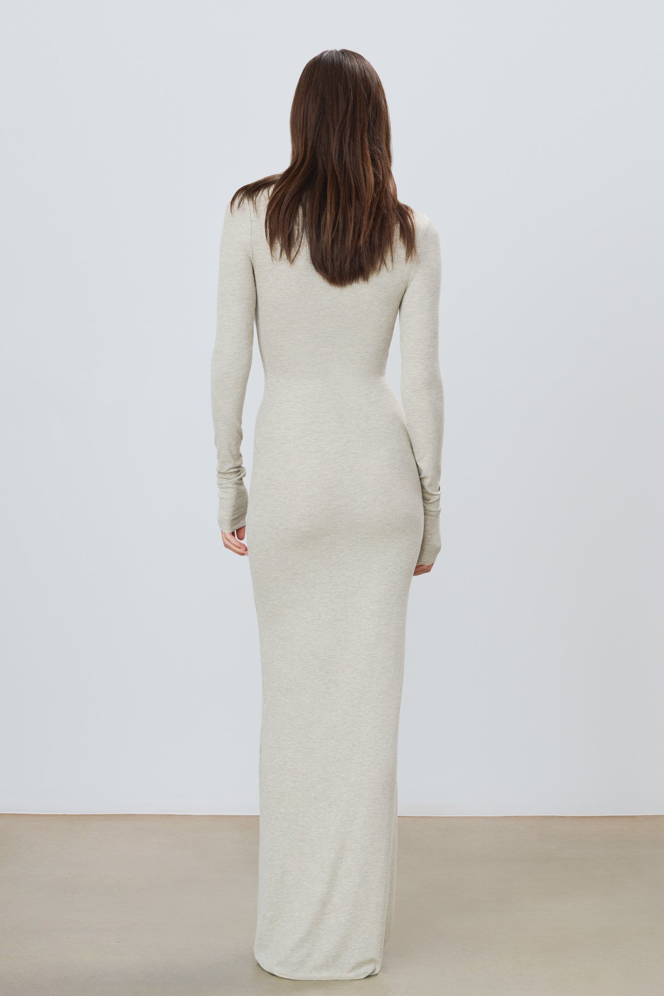 Long Sleeve Turtleneck Maxi Dress | Heather Oatmeal