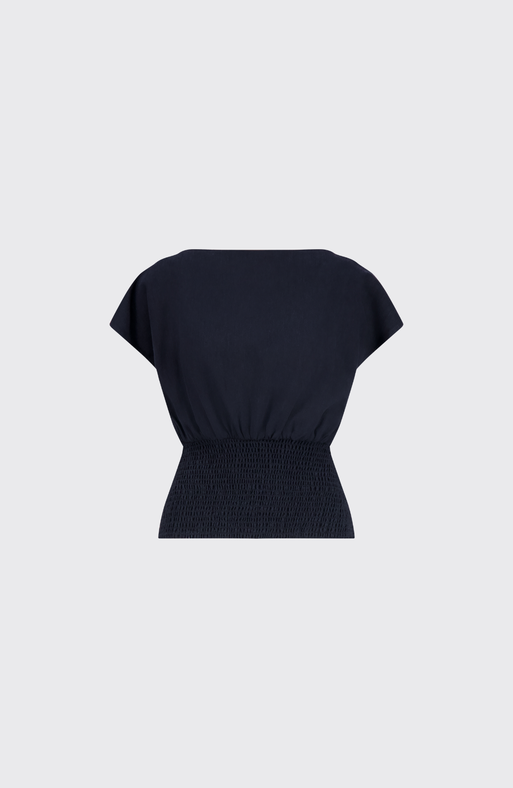 Linen Smocked Top | Navy