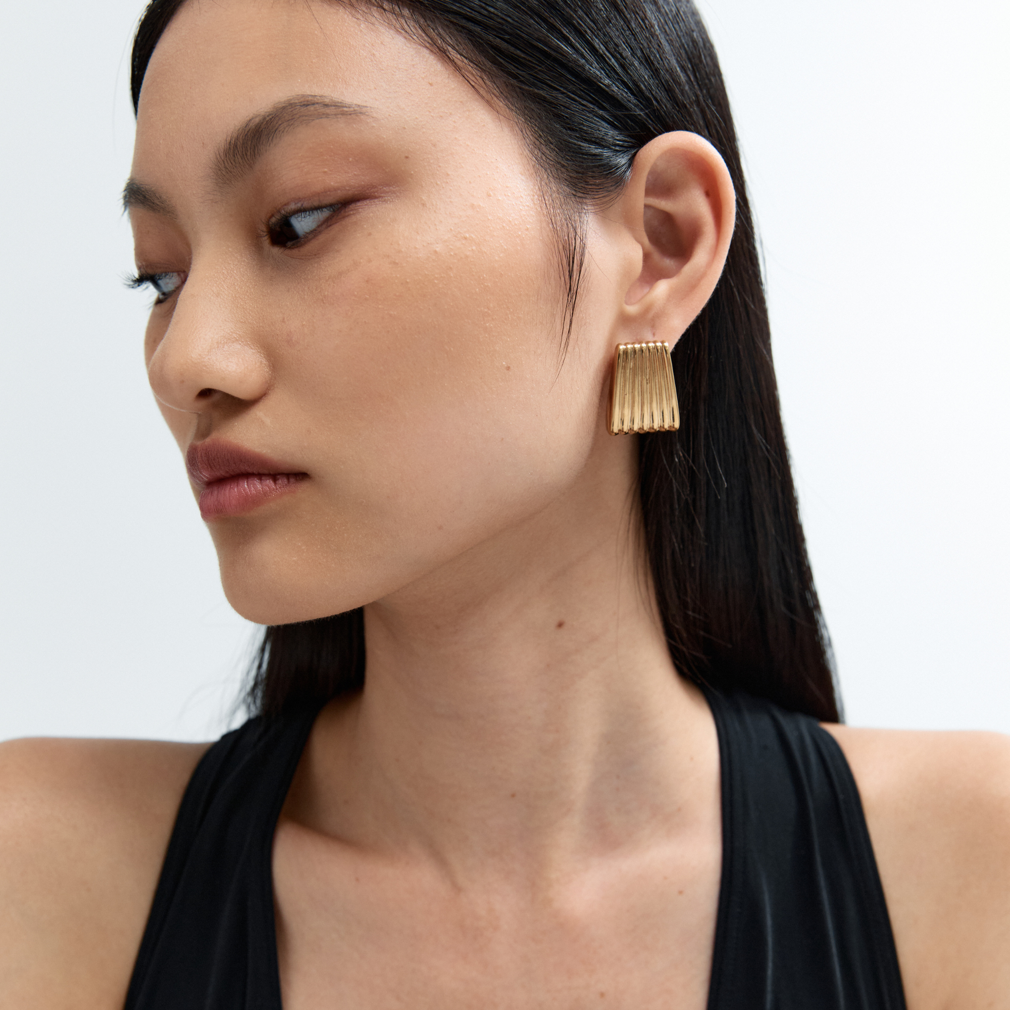 Ribbed Statement Earrings | Gold Plated