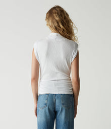Campbell Mock Neck Crinkle Top | White