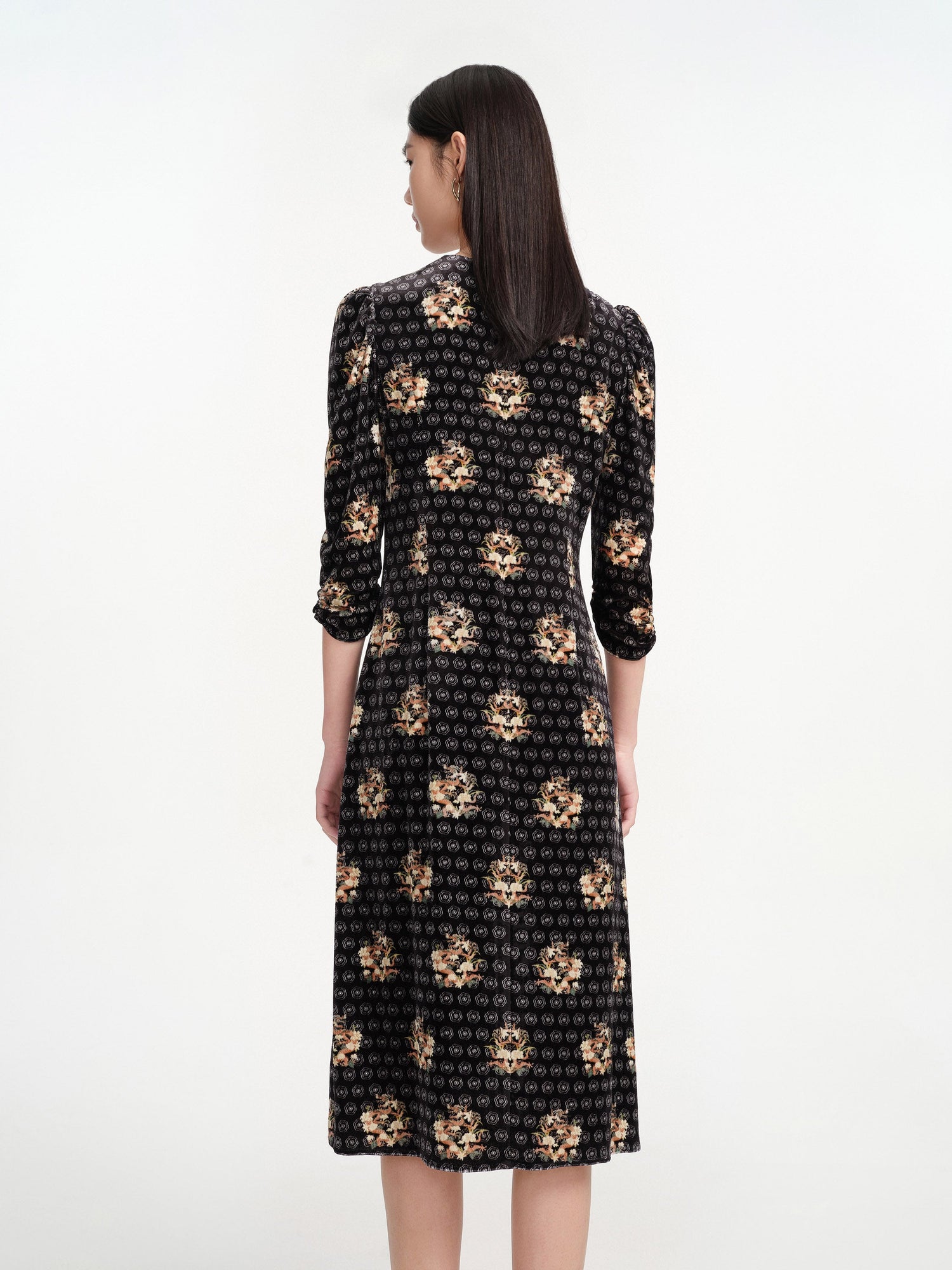 Printed Midi Dress | Black