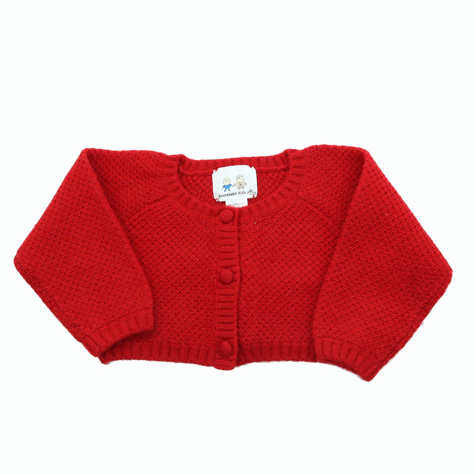 Kids | Knit Cardigan Sweater with Buttons | Cherry Red