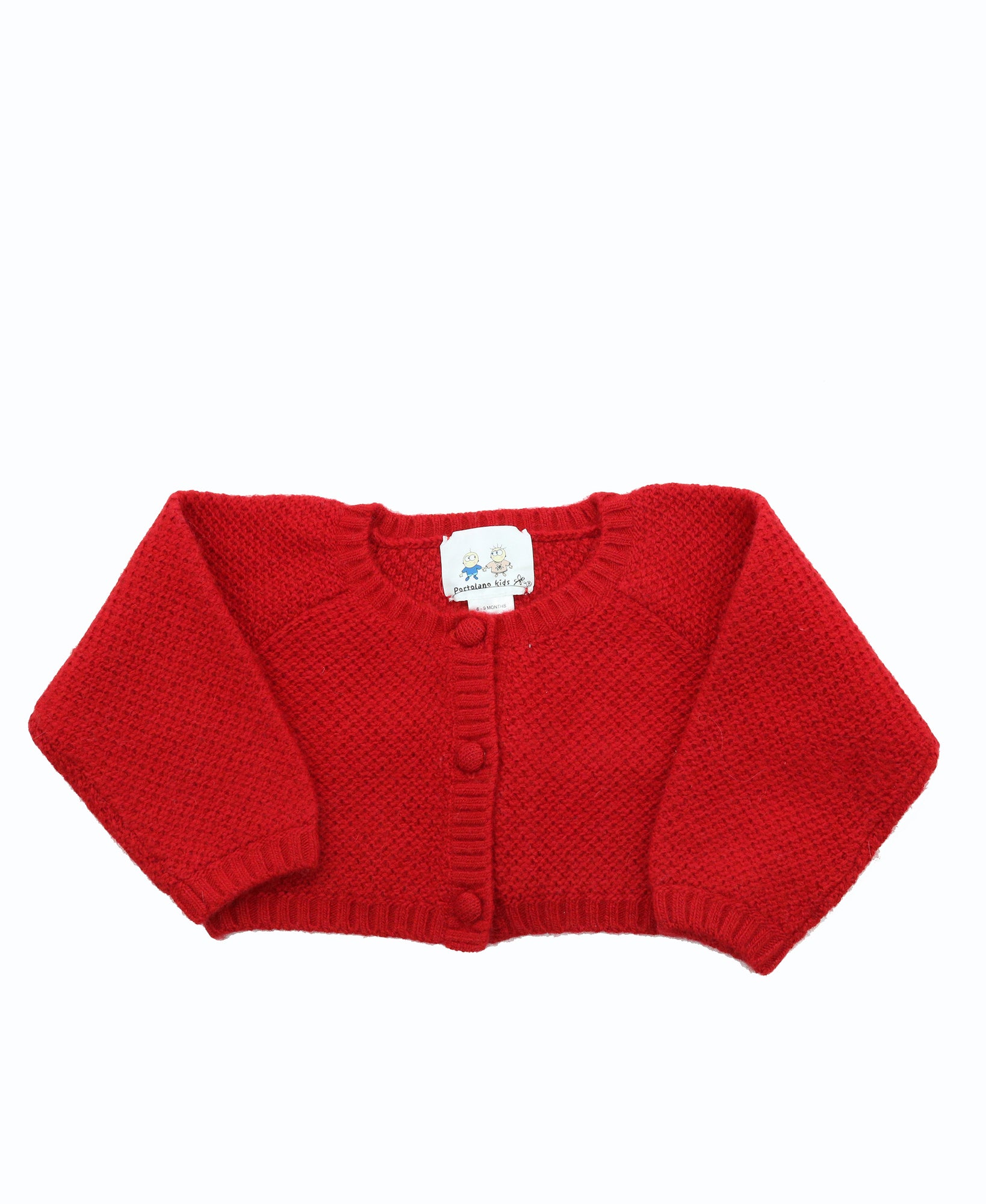 Kids | Knit Cardigan Sweater with Buttons | Cherry Red