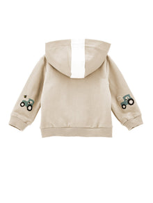 Boys | Hoodie With Embroidery | Ecru/White