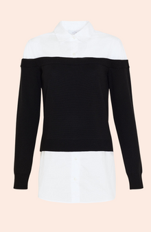 Poplin Combo Sweater | Black