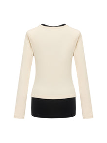 Slim-Fit Knit Base Layer Top | Beige/Black