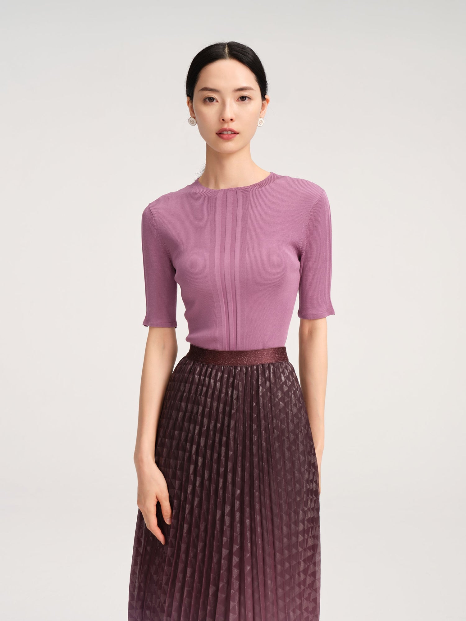 Silky Knitted Top | Purple