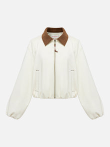 Stretch Cotton Denim Short Jacket | White