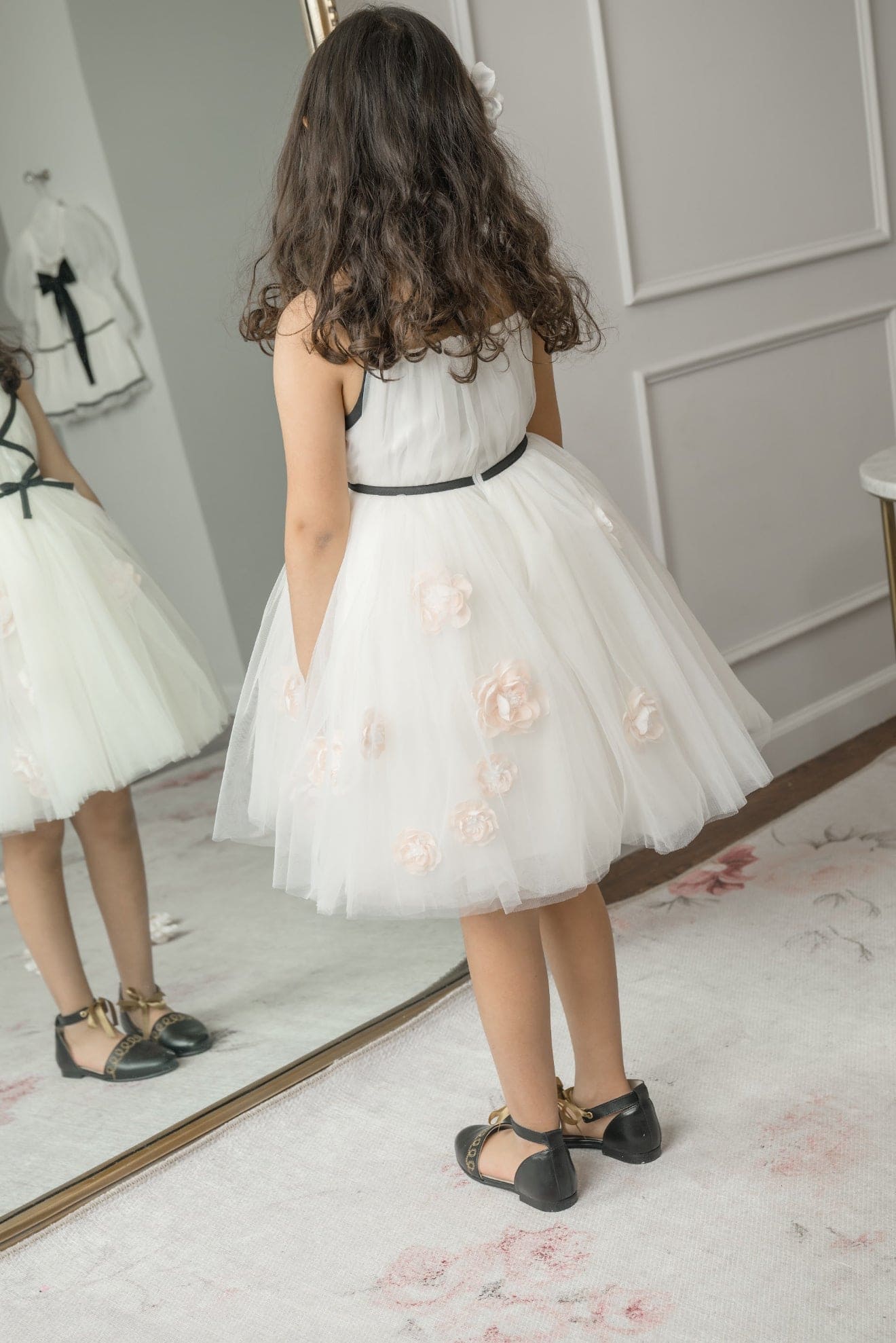 Girl | Giselle CrissCross Tulle Dress | Ivory x Black