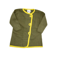 Kids | Knit Coat with Flowers | Olive/Yellow