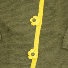 Kids | Knit Coat with Flowers | Olive/Yellow