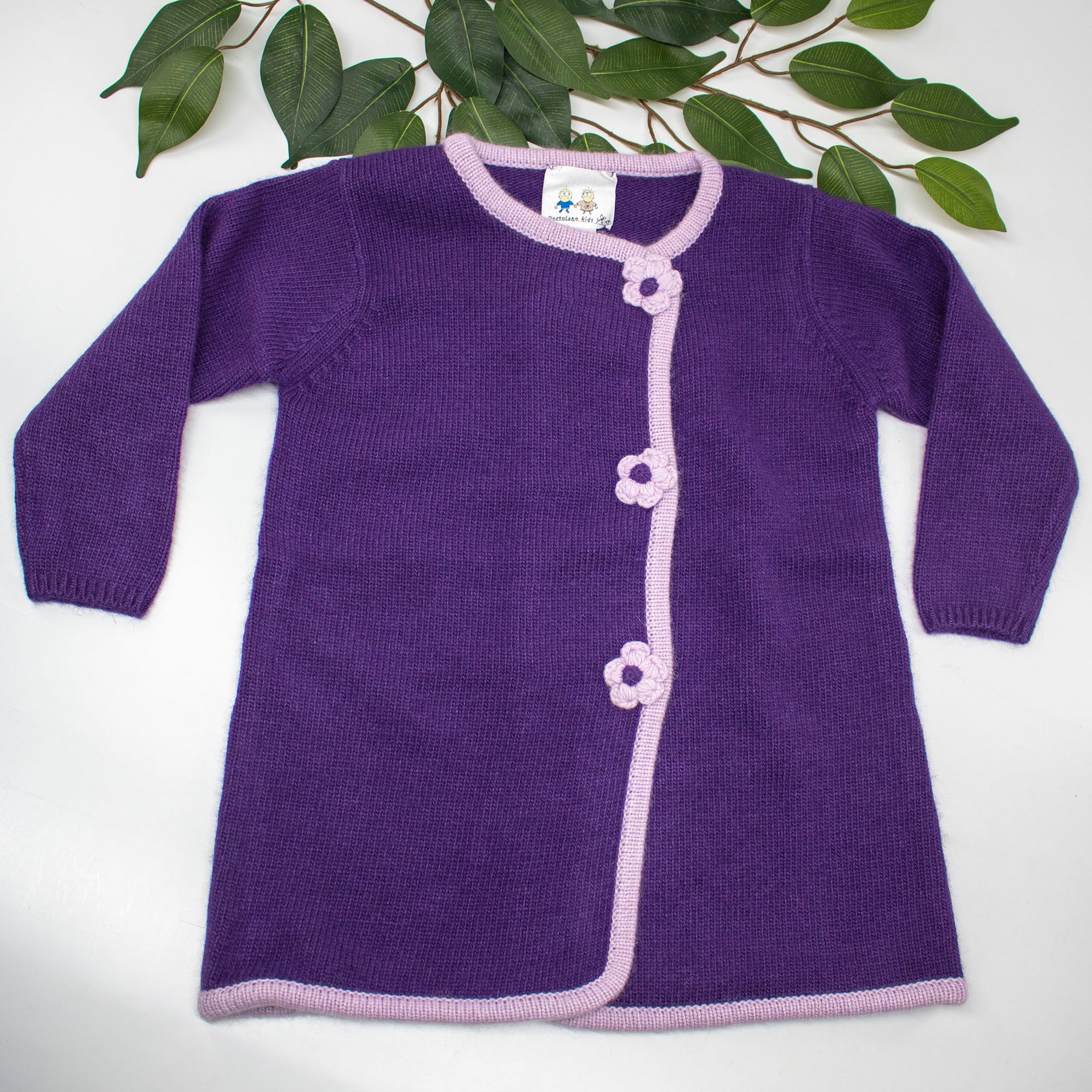 Kids | Knit Coat with Flowers | SK Purple/Wisteria