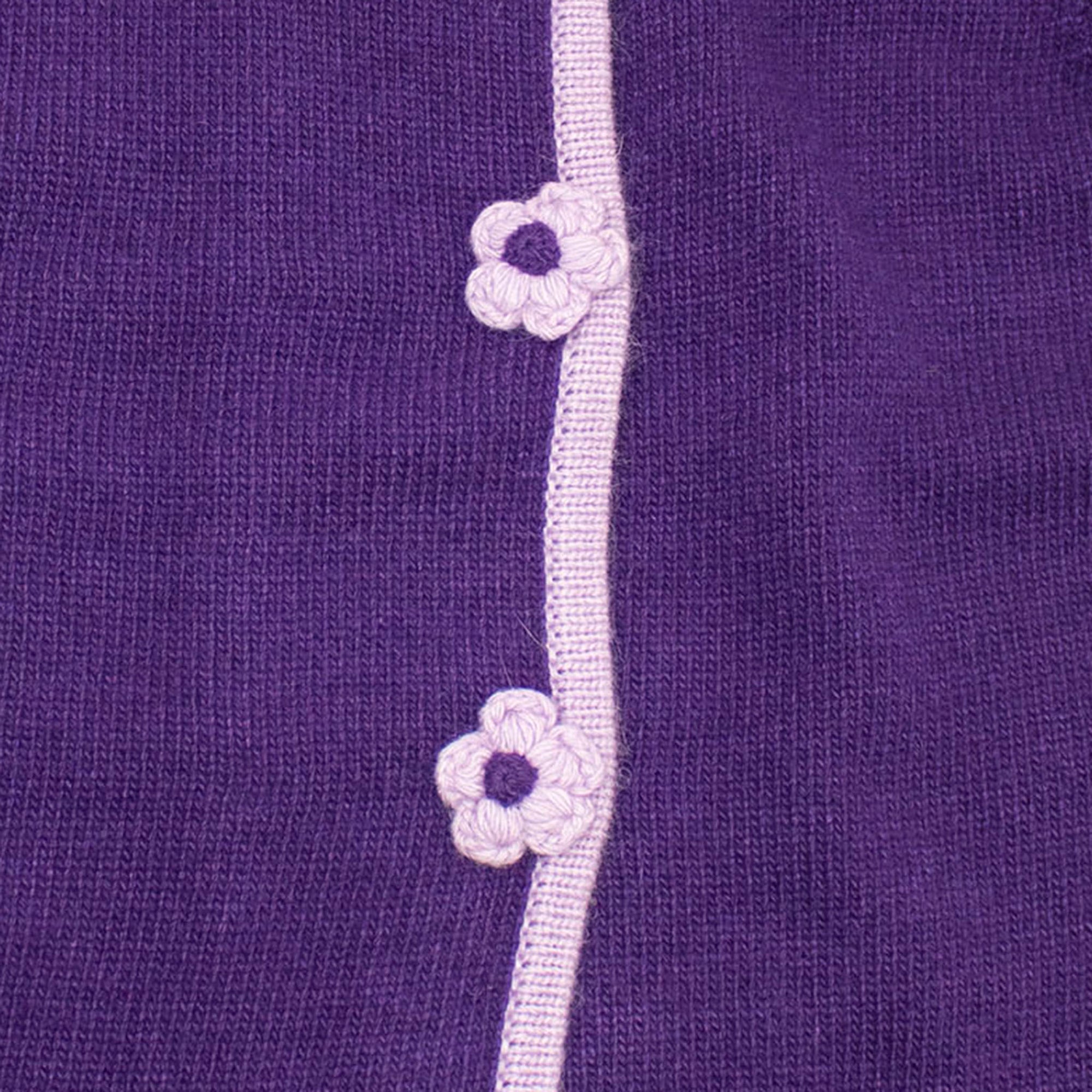 Kids | Knit Coat with Flowers | SK Purple/Wisteria